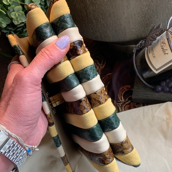 Authentic TORY BURCH Napa leather/Snakeskin/Suede turnlock flap Crosby - Picture 4 of 16